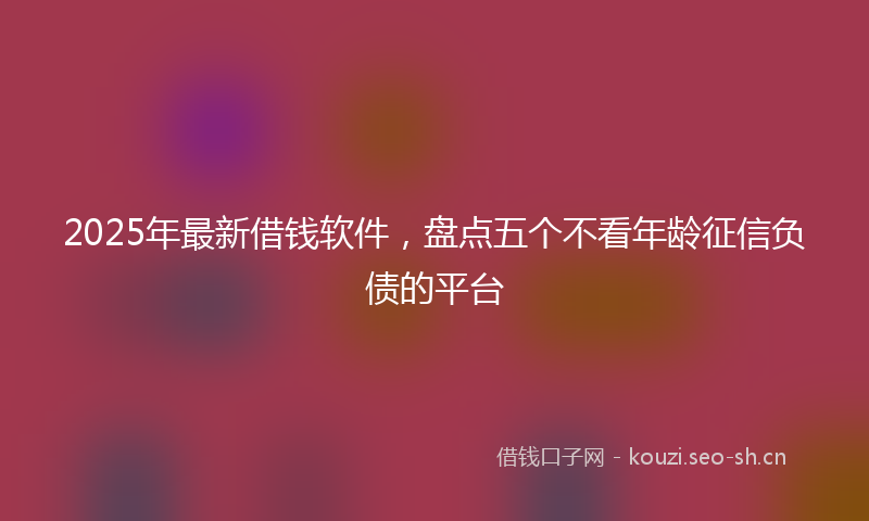 2025年最新借钱软件，盘点五个不看年龄征信负债的平台