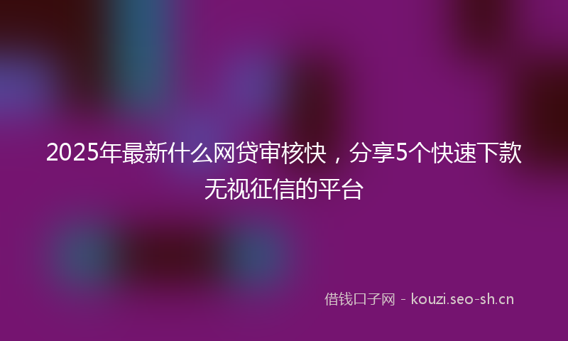 2025年最新什么网贷审核快，分享5个快速下款无视征信的平台
