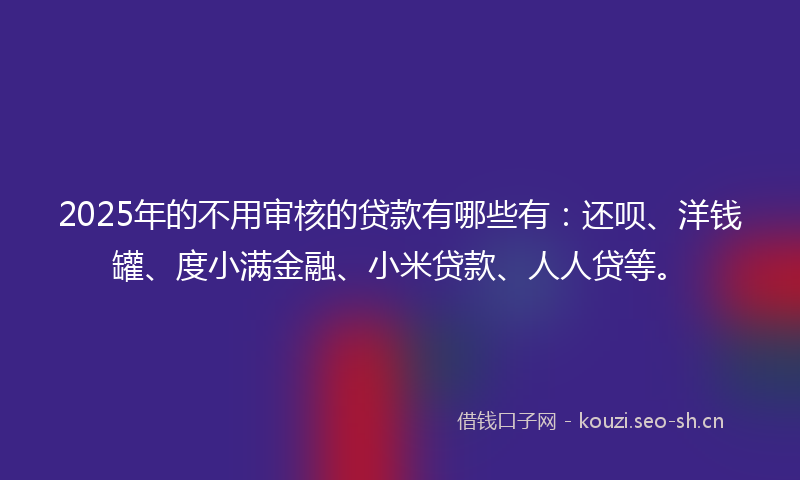 2025年的不用审核的贷款有哪些有：还呗、洋钱罐、度小满金融、小米贷款、人人贷等。