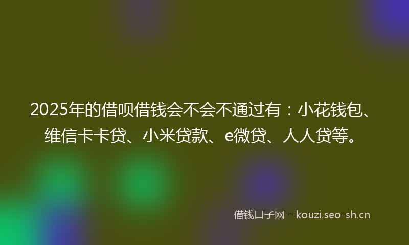 2025年的借呗借钱会不会不通过有：小花钱包、维信卡卡贷、小米贷款、e微贷、人人贷等。