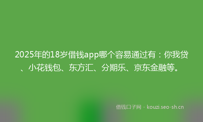 2025年的18岁借钱app哪个容易通过有：你我贷、小花钱包、东方汇、分期乐、京东金融等。