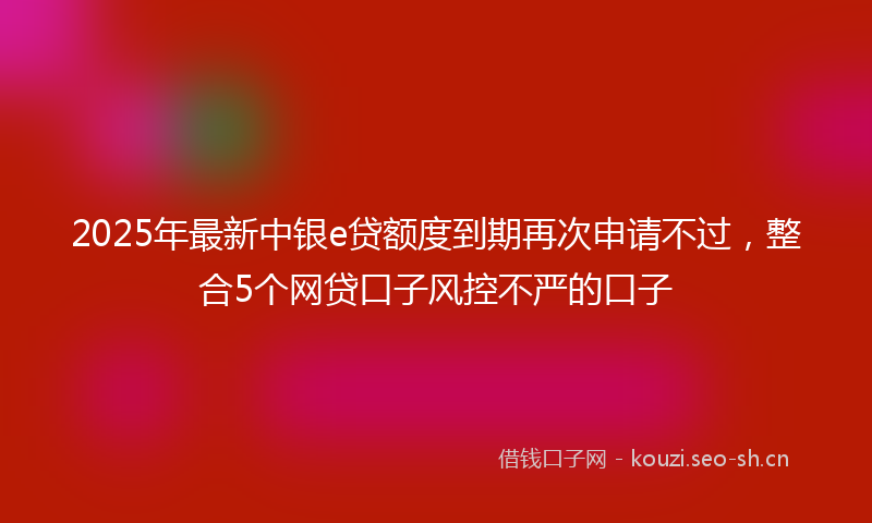 2025年最新中银e贷额度到期再次申请不过，整合5个网贷口子风控不严的口子