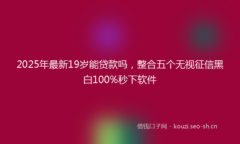 2025年最新19岁能贷款吗，整合五个无视征信黑白100%秒下软件