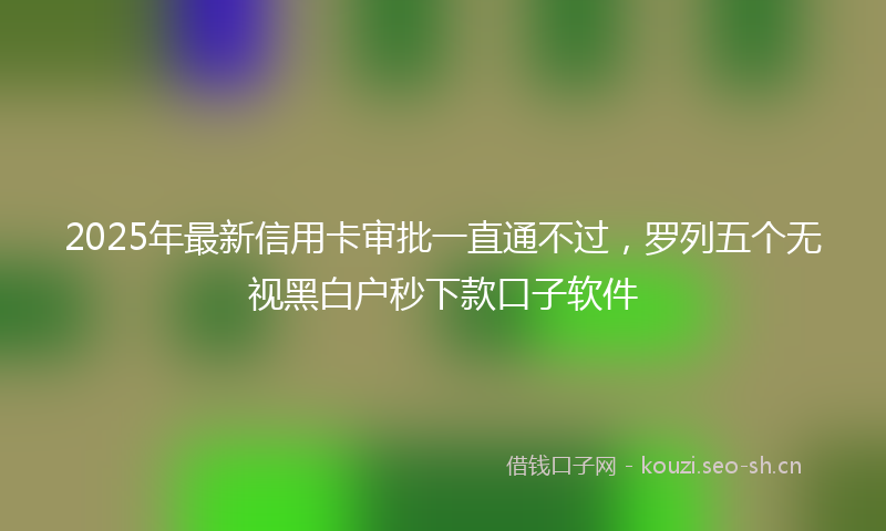 2025年最新信用卡审批一直通不过，罗列五个无视黑白户秒下款口子软件