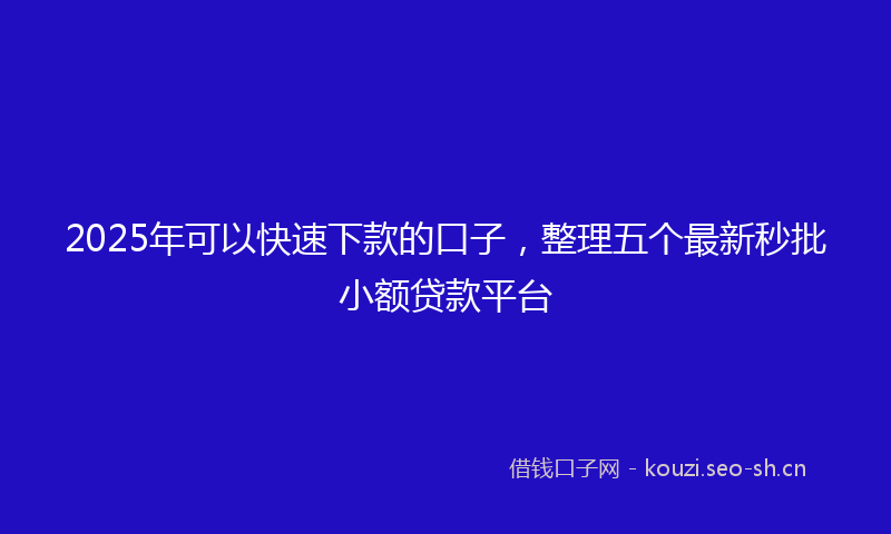 2025年可以快速下款的口子，整理五个最新秒批小额贷款平台