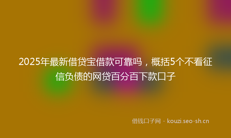 2025年最新借贷宝借款可靠吗，概括5个不看征信负债的网贷百分百下款口子