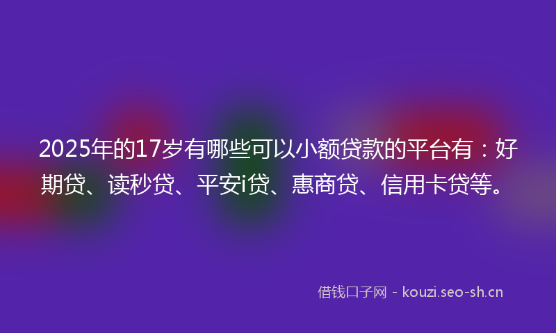 2025年的17岁有哪些可以小额贷款的平台有：好期贷、读秒贷、平安i贷、惠商贷、信用卡贷等。