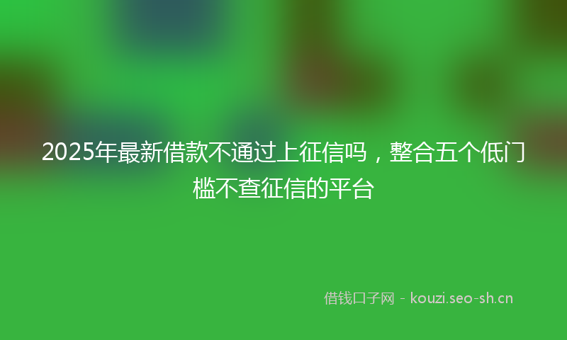 2025年最新借款不通过上征信吗，整合五个低门槛不查征信的平台