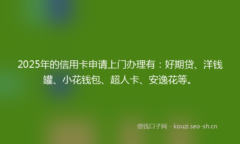 2025年的信用卡申请上门办理有：好期贷、洋钱罐、小花钱包、超人卡、安逸花等。