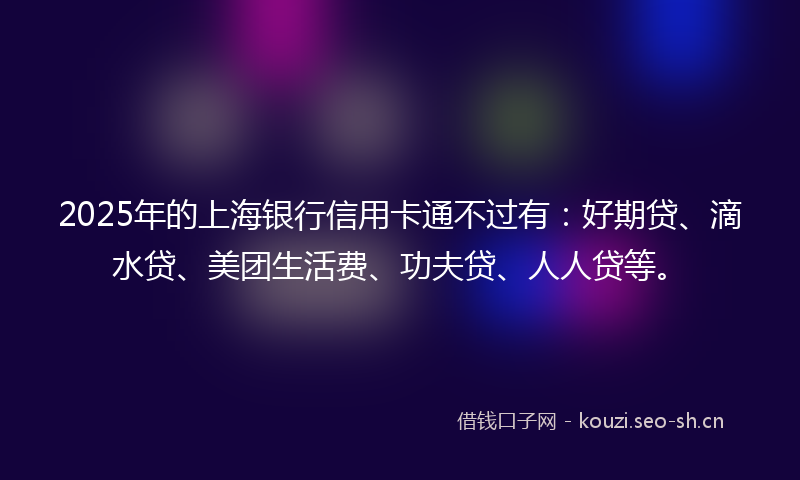 2025年的上海银行信用卡通不过有：好期贷、滴水贷、美团生活费、功夫贷、人人贷等。