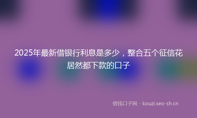 2025年最新借银行利息是多少，整合五个征信花居然都下款的口子