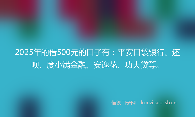 2025年的借500元的口子有：平安口袋银行、还呗、度小满金融、安逸花、功夫贷等。