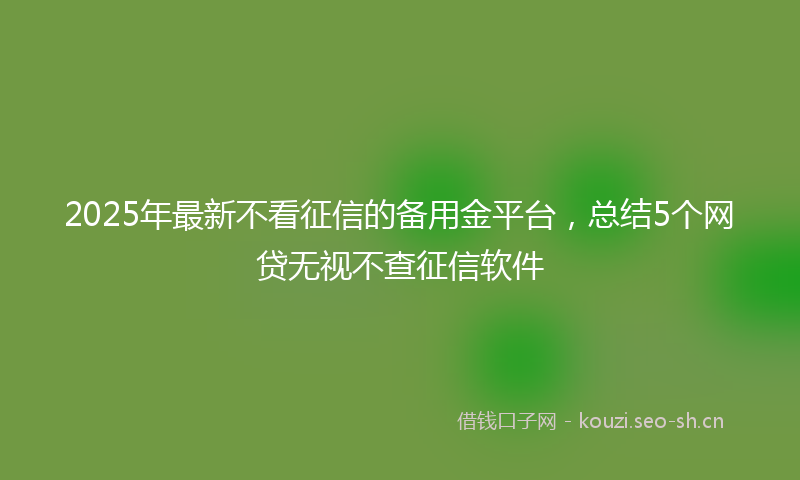 2025年最新不看征信的备用金平台，总结5个网贷无视不查征信软件