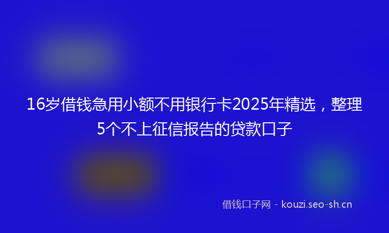 16岁借钱急用小额不用银行卡2025年精选，整理5个不上征信报告的贷款口子