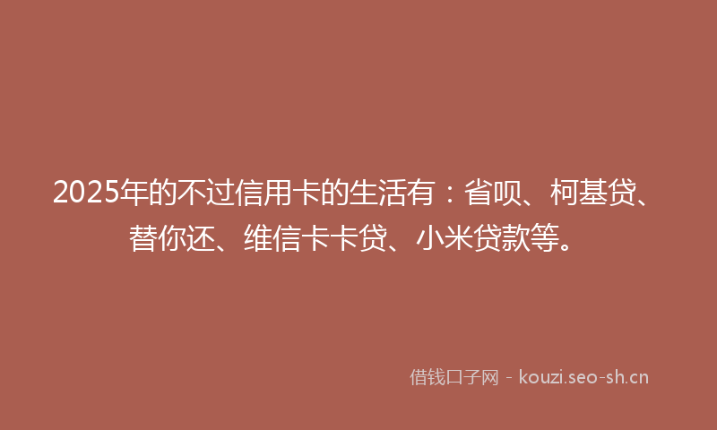 2025年的不过信用卡的生活有：省呗、柯基贷、替你还、维信卡卡贷、小米贷款等。