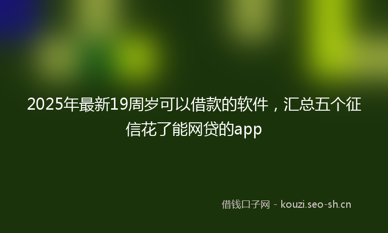 2025年最新19周岁可以借款的软件，汇总五个征信花了能网贷的app