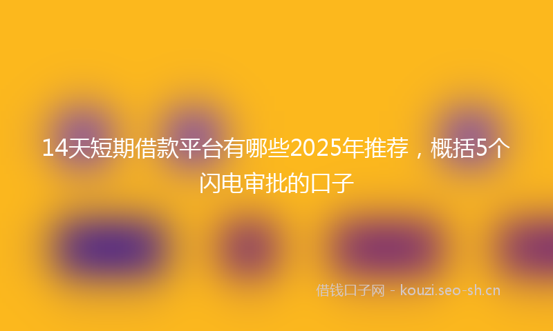 14天短期借款平台有哪些2025年推荐，概括5个闪电审批的口子