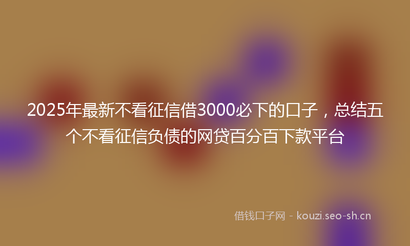 2025年最新不看征信借3000必下的口子，总结五个不看征信负债的网贷百分百下款平台