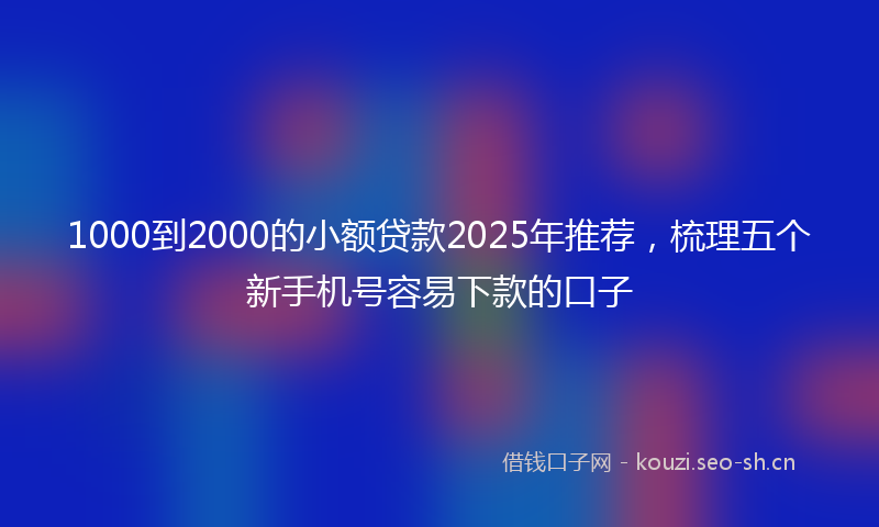 1000到2000的小额贷款2025年推荐，梳理五个新手机号容易下款的口子