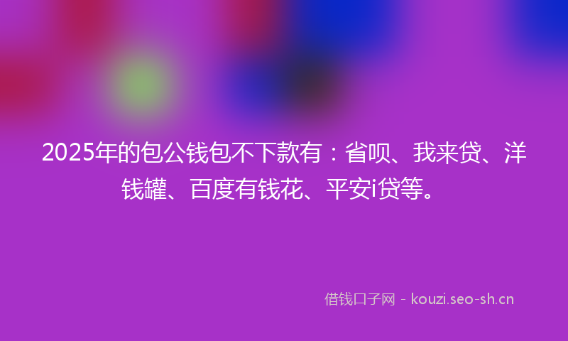 2025年的包公钱包不下款有：省呗、我来贷、洋钱罐、百度有钱花、平安i贷等。