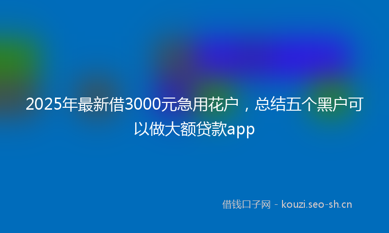 2025年最新借3000元急用花户，总结五个黑户可以做大额贷款app