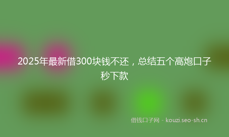 2025年最新借300块钱不还，总结五个高炮口子秒下款