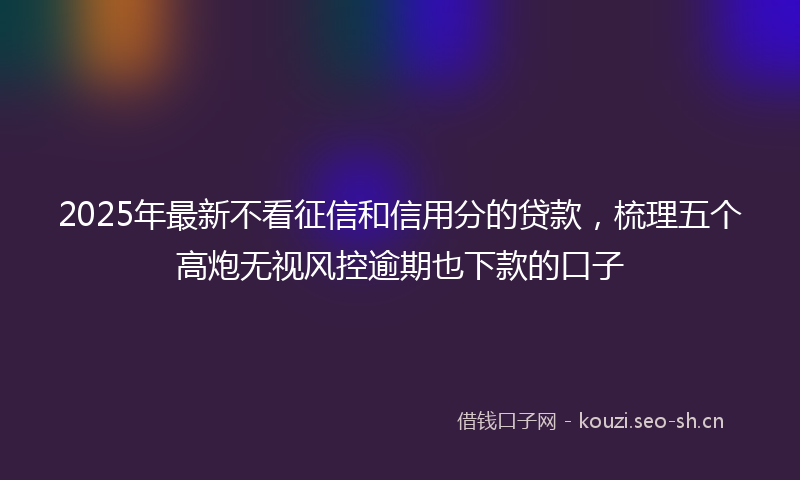 2025年最新不看征信和信用分的贷款，梳理五个高炮无视风控逾期也下款的口子