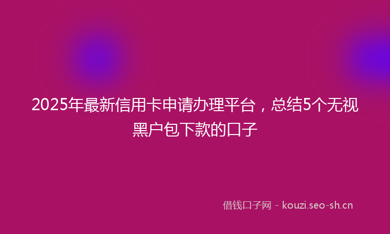 2025年最新信用卡申请办理平台，总结5个无视黑户包下款的口子