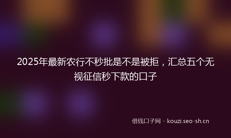 2025年最新农行不秒批是不是被拒，汇总五个无视征信秒下款的口子