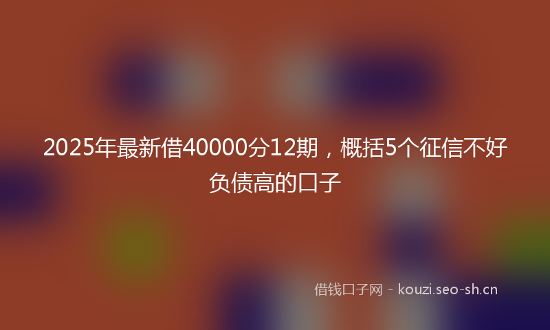 2025年最新借40000分12期，概括5个征信不好负债高的口子