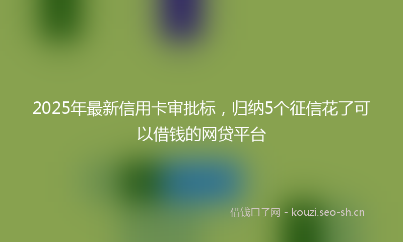 2025年最新信用卡审批标,归纳5个征信花了可以借钱的网贷平台