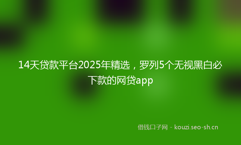 14天贷款平台2025年精选，罗列5个无视黑白必下款的网贷app