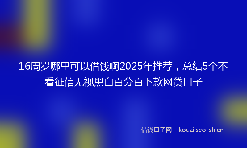 16周岁哪里可以借钱啊2025年推荐,总结5个不看征信无视黑白百分百下款网贷口子