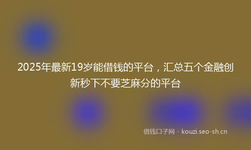 2025年最新19岁能借钱的平台，汇总五个金融创新秒下不要芝麻分的平台