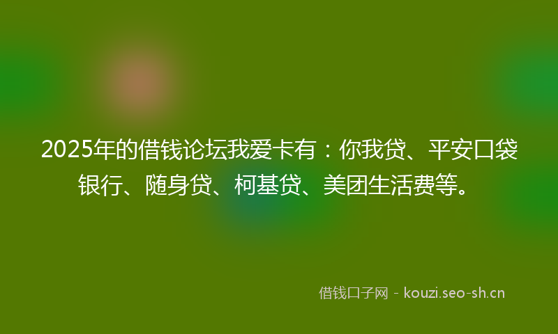2025年的借钱论坛我爱卡有:你我贷、平安口袋银行、随身贷、柯基贷、美团生活费等。