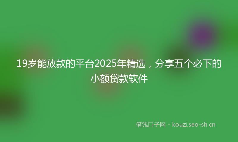 19岁能放款的平台2025年精选，分享五个必下的小额贷款软件