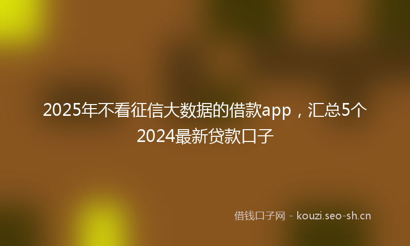 2025年不看征信大数据的借款app，汇总5个2024最新贷款口子