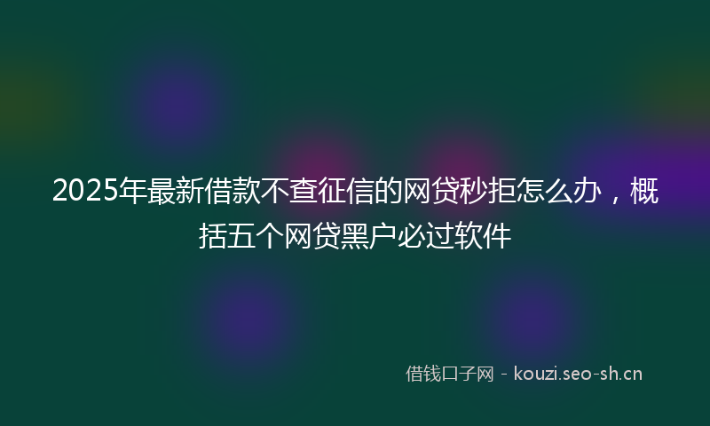 2025年最新借款不查征信的网贷秒拒怎么办，概括五个网贷黑户必过软件