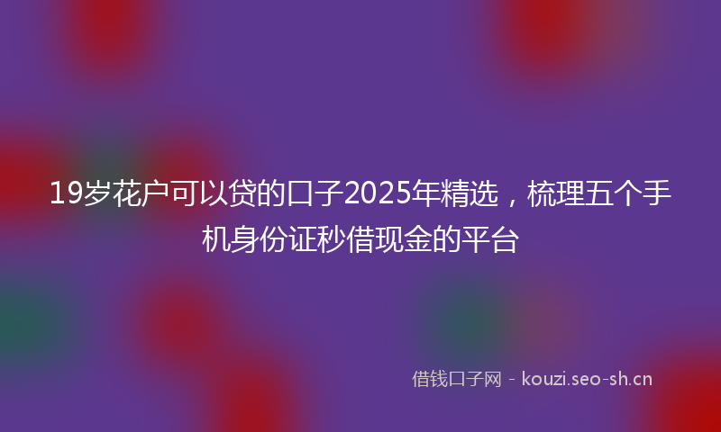 19岁花户可以贷的口子2025年精选，梳理五个手机身份证秒借现金的平台