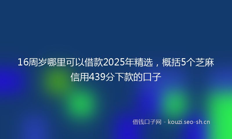 16周岁哪里可以借款2025年精选,概括5个芝麻信用439分下款的口子