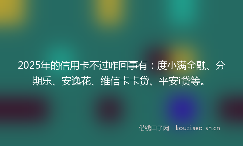 2025年的信用卡不过咋回事有：度小满金融、分期乐、安逸花、维信卡卡贷、平安i贷等。