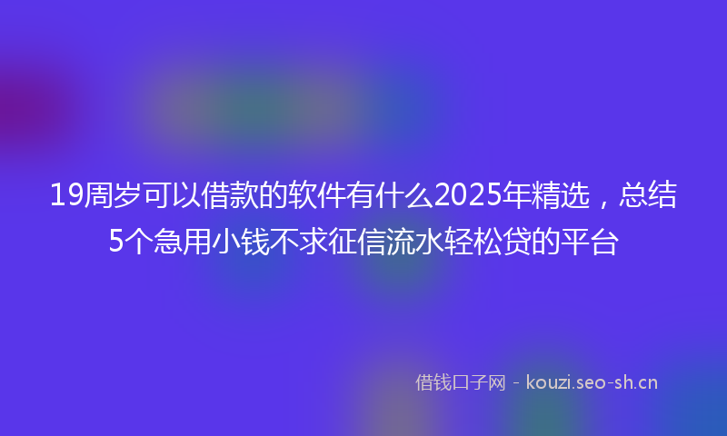 19周岁可以借款的软件有什么2025年精选，总结5个急用小钱不求征信流水轻松贷的平台