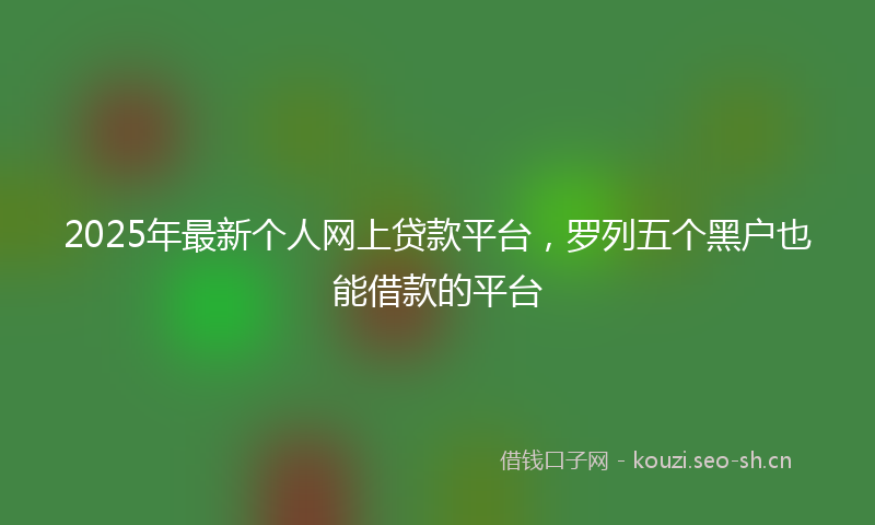 2025年最新个人网上贷款平台，罗列五个黑户也能借款的平台