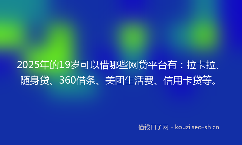 2025年的19岁可以借哪些网贷平台有：拉卡拉、随身贷、360借条、美团生活费、信用卡贷等。