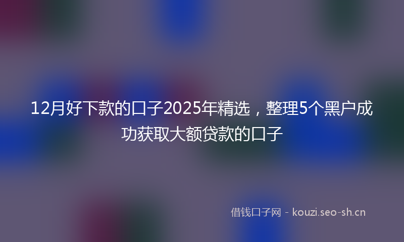 12月好下款的口子2025年精选，整理5个黑户成功获取大额贷款的口子