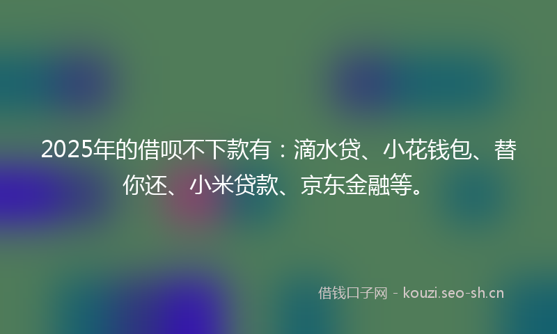 2025年的借呗不下款有：滴水贷、小花钱包、替你还、小米贷款、京东金融等。