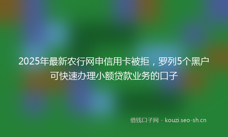 2025年最新农行网申信用卡被拒，罗列5个黑户可快速办理小额贷款业务的口子