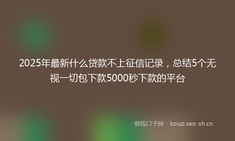 2025年最新什么贷款不上征信记录，总结5个无视一切包下款5000秒下款的平台