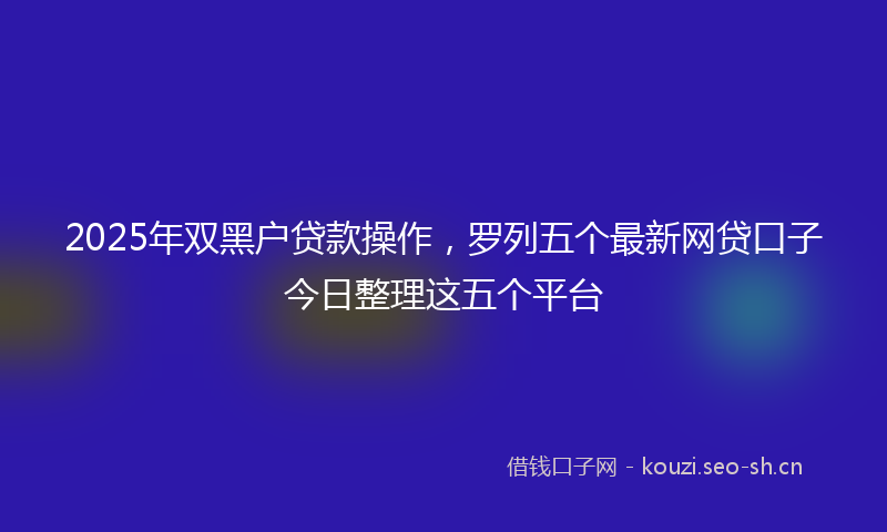 2025年双黑户贷款操作，罗列五个最新网贷口子今日整理这五个平台