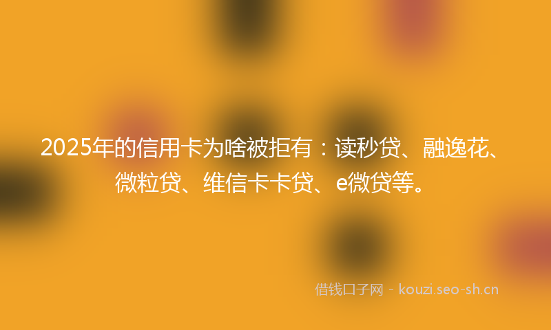 2025年的信用卡为啥被拒有：读秒贷、融逸花、微粒贷、维信卡卡贷、e微贷等。